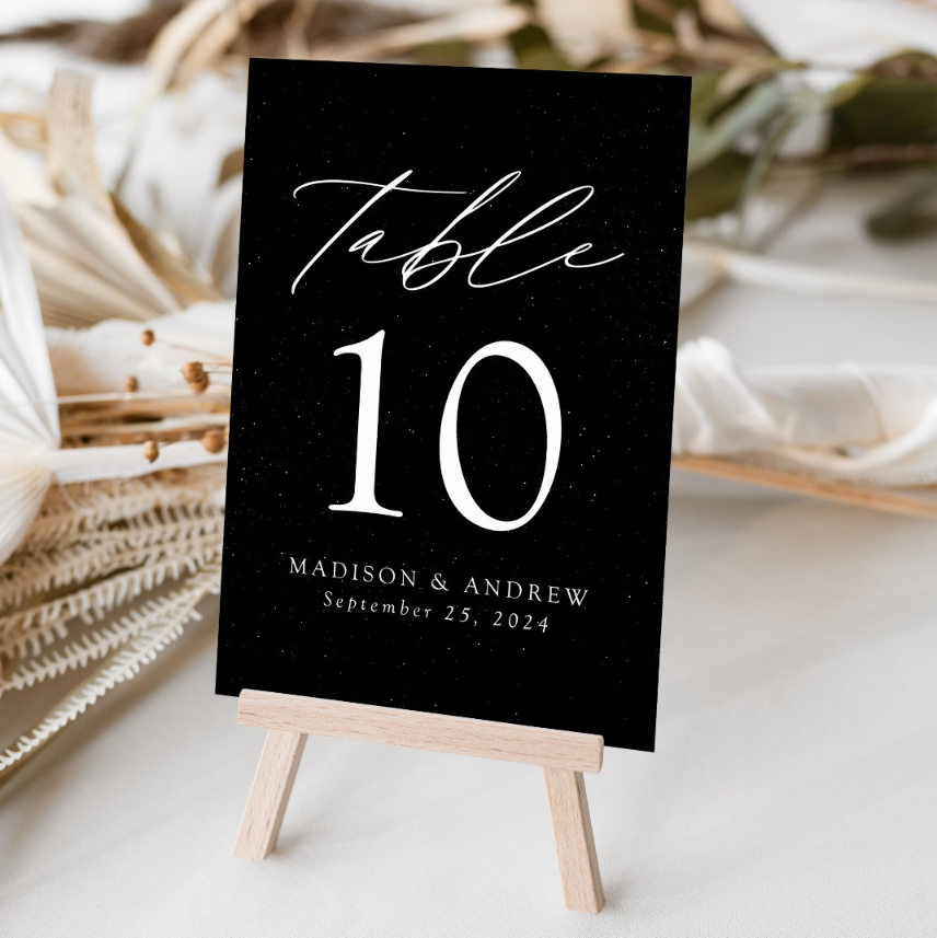 Wedding Table Numbers - Modern Black Speckled